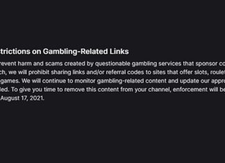 Twitch updates policy banning links, referral codes to gambling sites