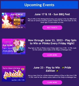 Mohegan event listing