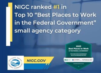 NIGC ranked #1 in top 10 “Best Places to Work in the Federal Government”