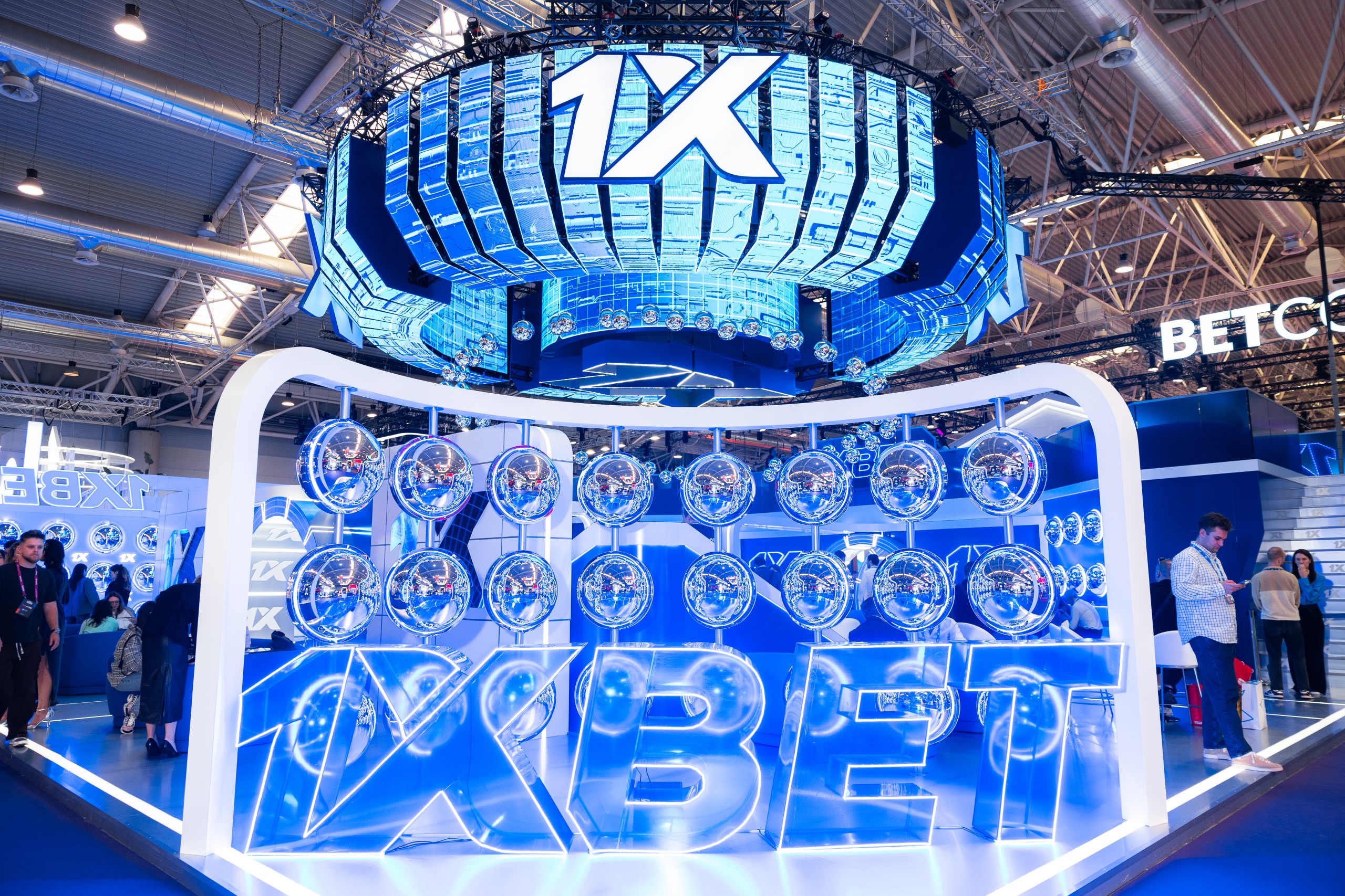 1xbet neon blue company sign