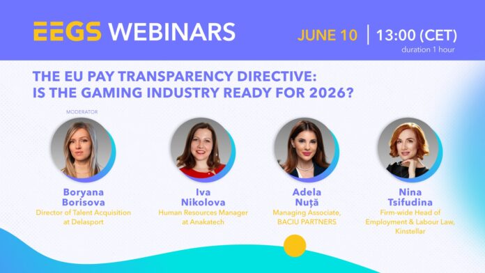 EEGS webinar to examine EU pay transparency rules for gaming firms
