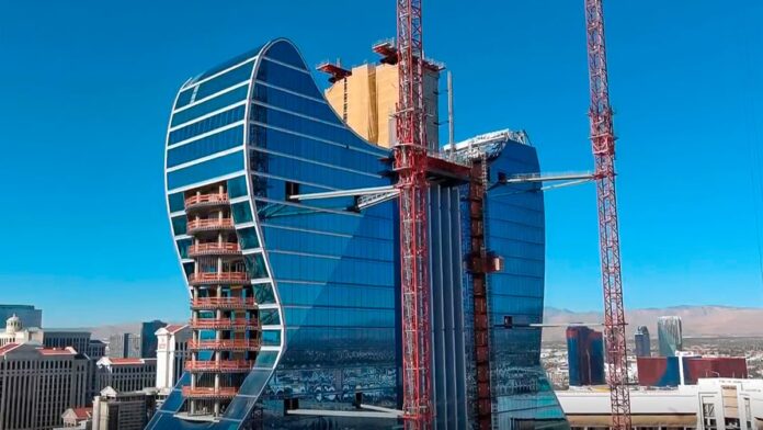 Hard Rock Las Vegas’ Guitar Tower project nearly completes exterior